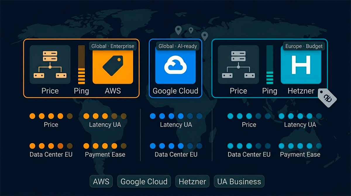 AWS vs Google Cloud vs Hetzner: What to Choose for Ukrainian Business